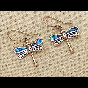 ATI Sterling Silver 925 Abalone Shell
Dragonfly Pierced Earrings